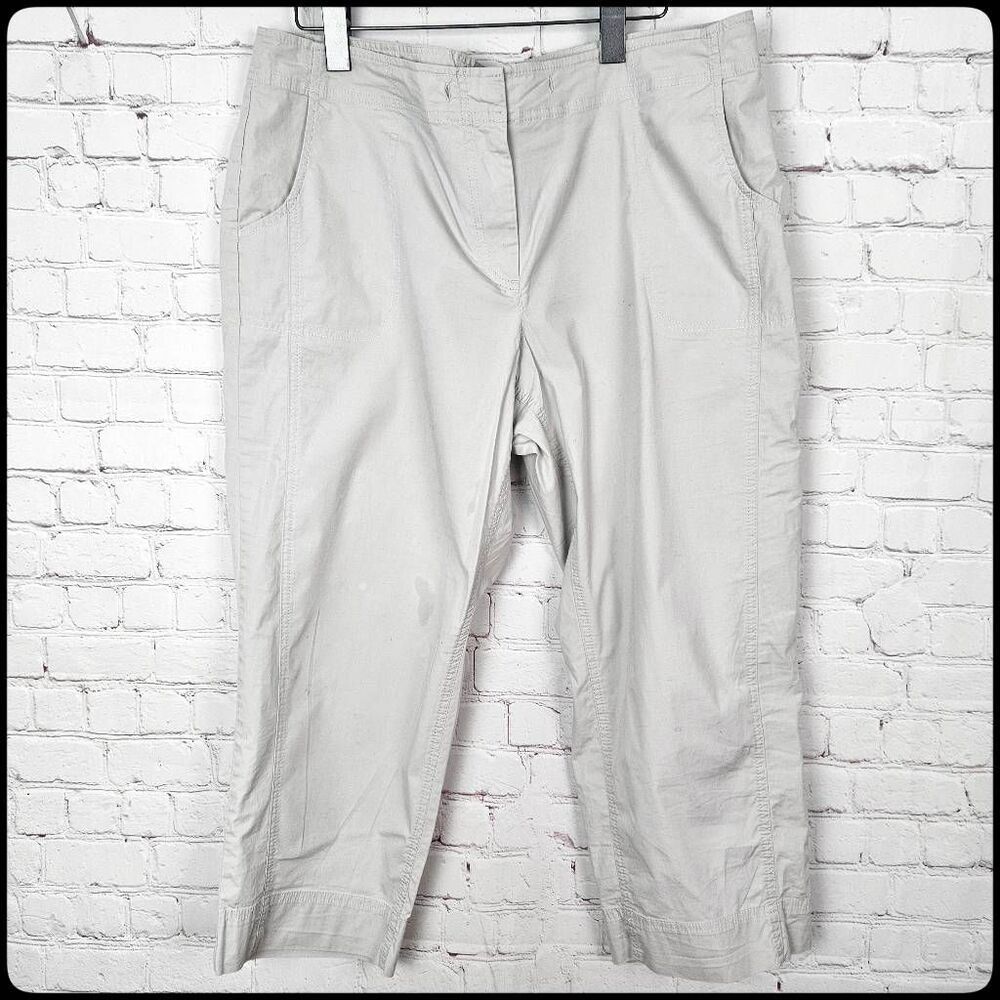 J. Jill Gray Cotton Stretch Bermuda Lightweight Summer Cropped Pants Women's 16